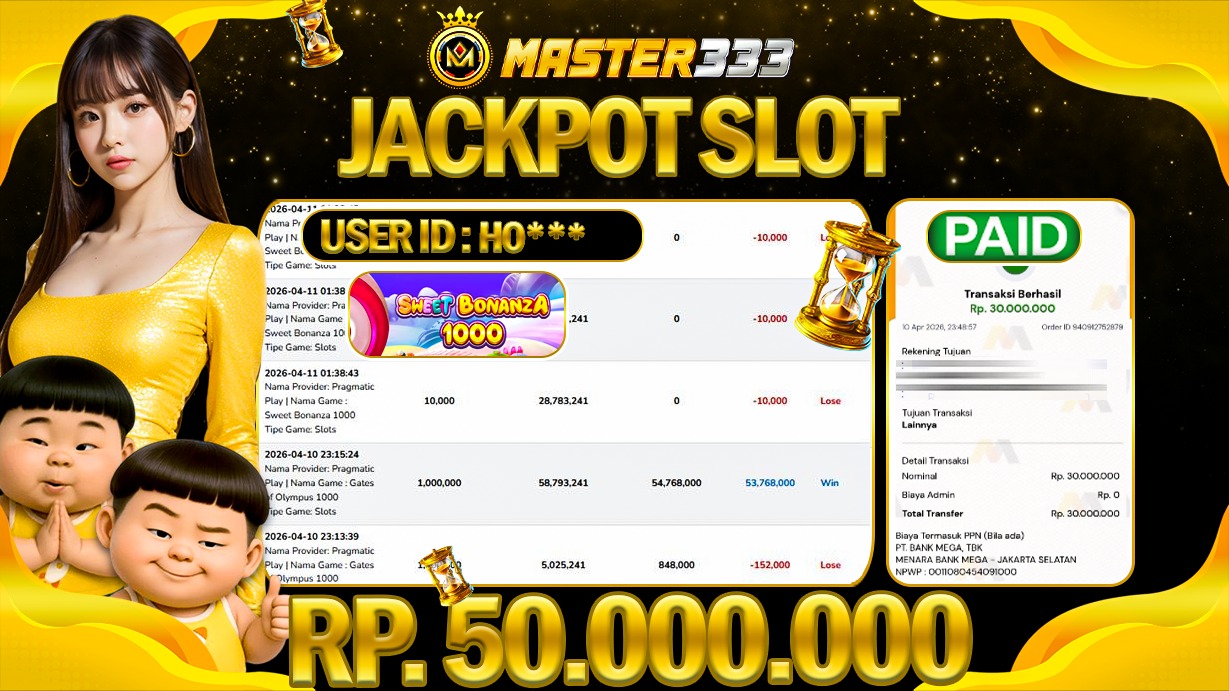 JACKPOT Rp 50.000.000 JUTA DIMASTER333 LANGSUNG BAYAR LUNAS